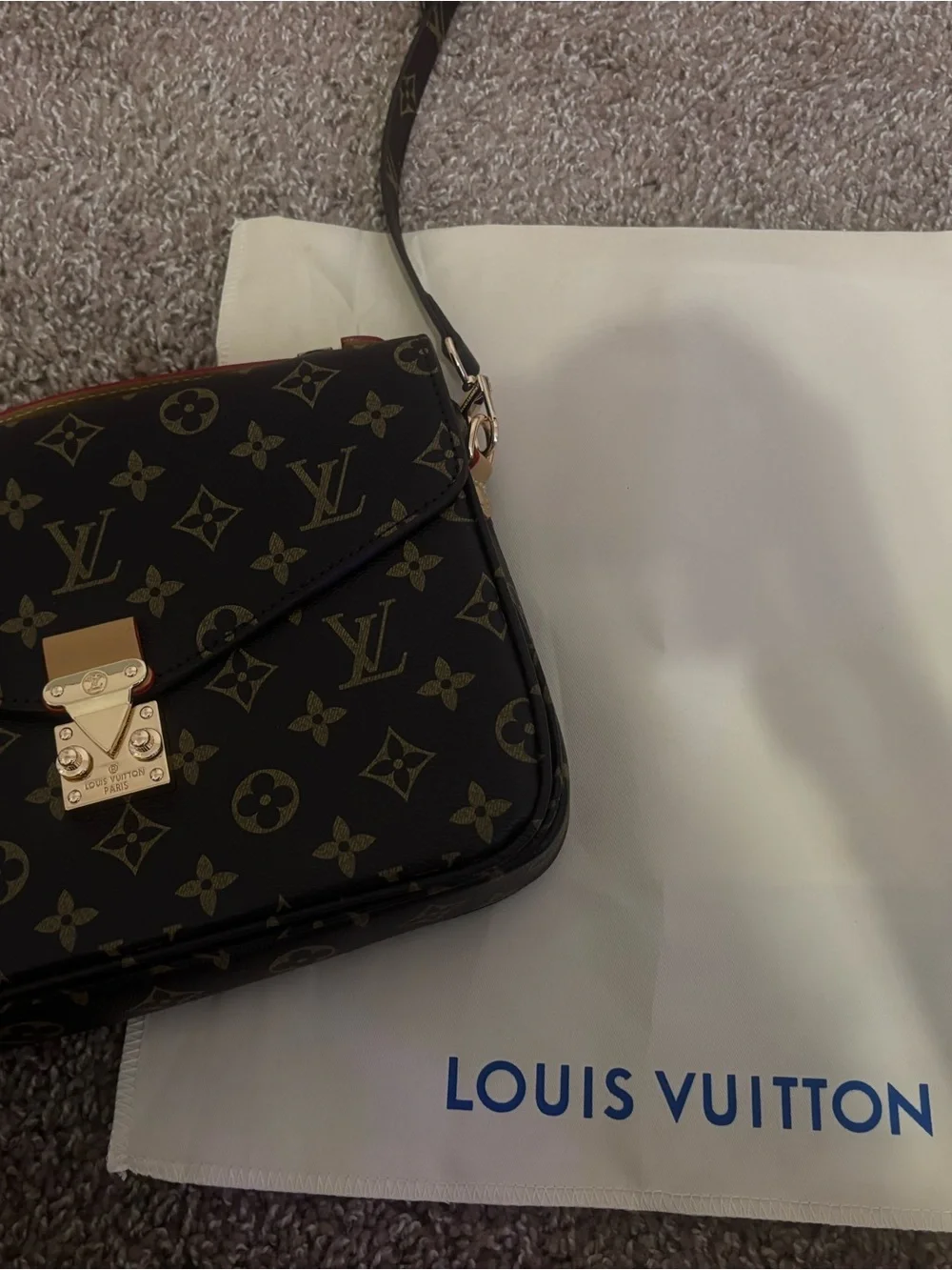 Louis Vuitton Brown Monogram Flap Shoulder Bag with Gold Hardware
